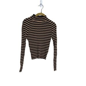 Ronny Kobo Brown Black Stretchy Long Sleeve Top XS